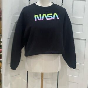 Black NASA Cropped Sweatshirt Size XS